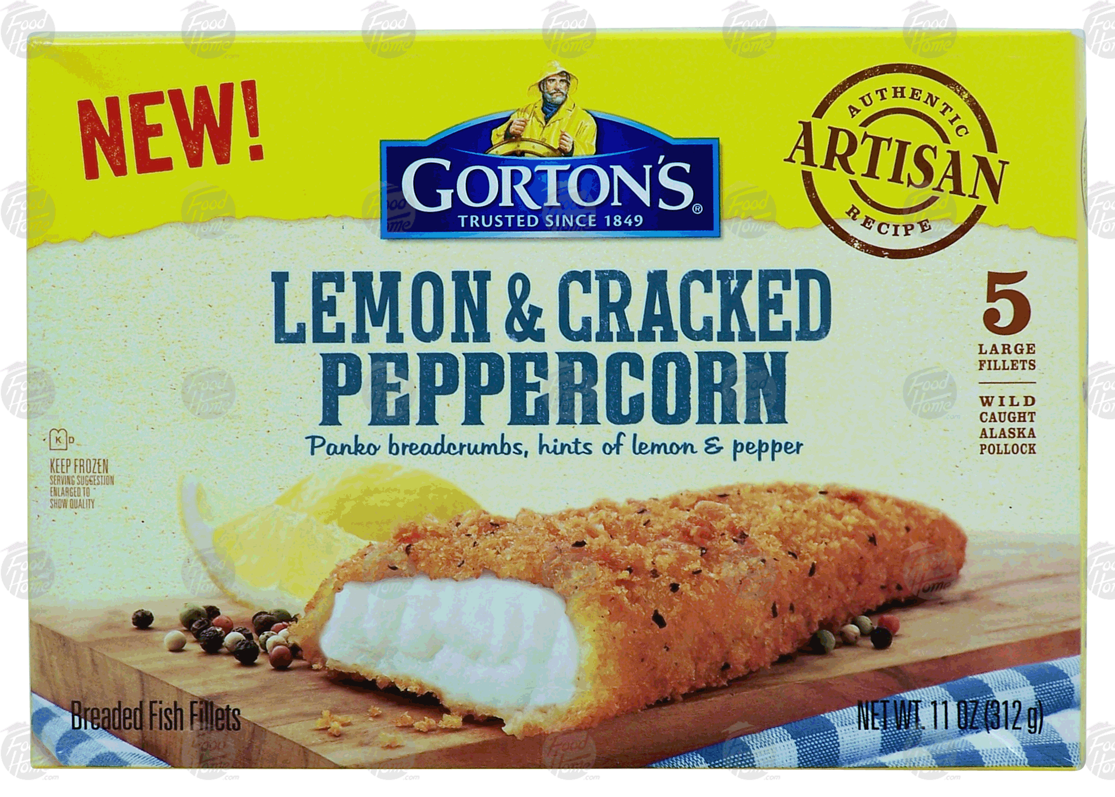 Gorton's  lemon & cracked peppercorn, wild caught alaska pollock, 5 large fillets Full-Size Picture